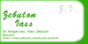 zebulon vass business card